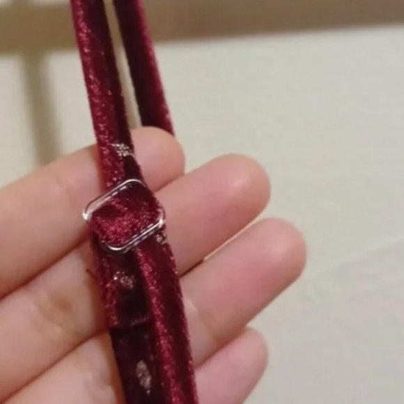 Speechless Wine Cranberry Velvet Jumpsuit Glitter Confetti - Picture 7 of 8